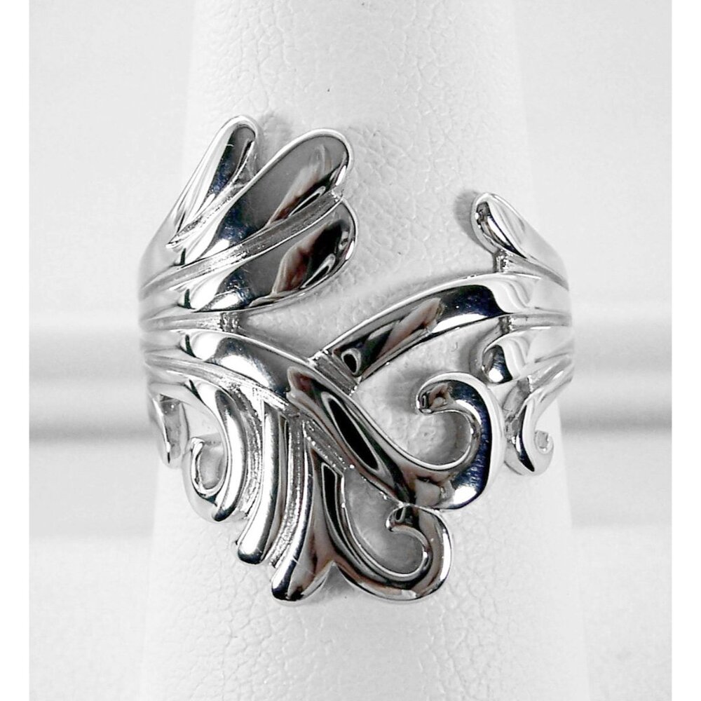 925 STERLING SILVER Waves Swirls Statement Ring
